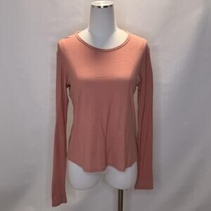 James Perse Shirt Womens 1 Pink Long Sleeve Scoop Neck Cotton Modal Top